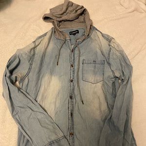 Carbon Hooded Button Down Shirt
